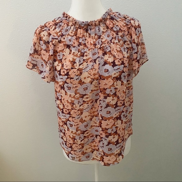 Madewell Smocked Mockneck Floral Breeze Top small - Picture 2 of 8